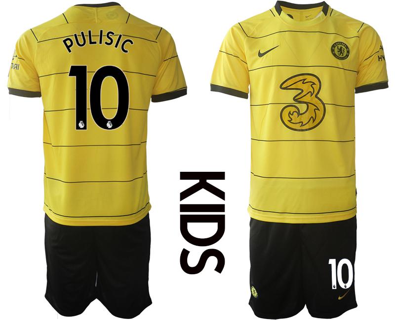 Youth 2021-2022 Club Chelsea away yellow #10 Soccer Jersey->youth soccer jersey->Youth Jersey